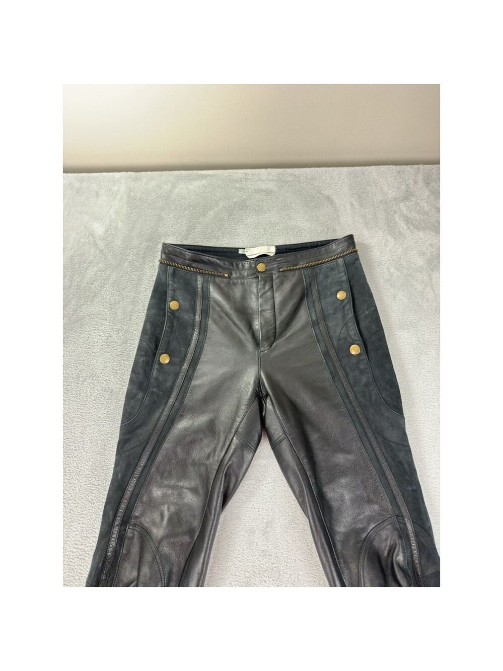 Chloe Women's Size 36 EU 100% Calfskin Leather Rare Designer Ankle Zip Pants - Picture 12 of 16
